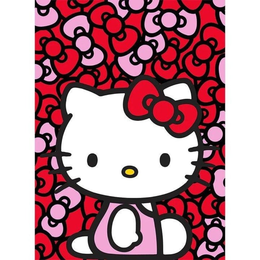 Hello Kitty Twin / Full Raschel Blanket Ribbons